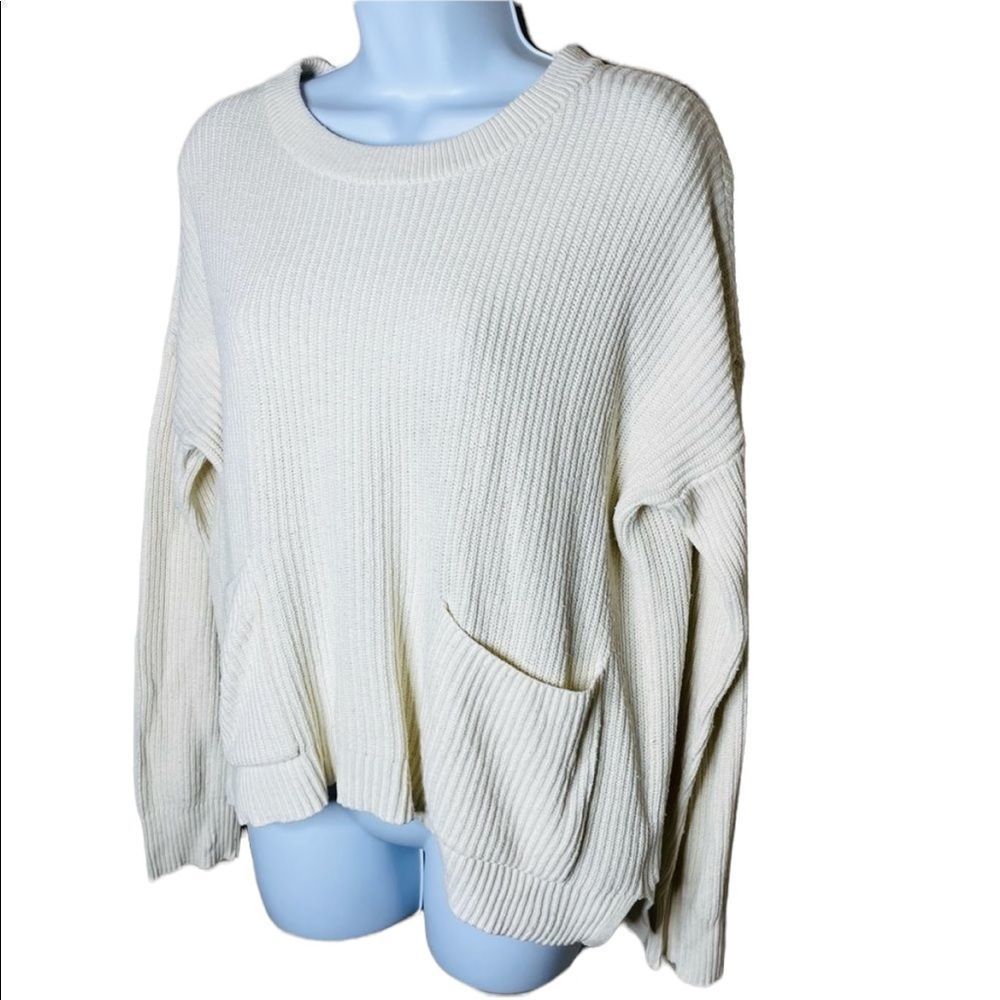 Madewell Patch Pocket Chunky Pullover Sweater Cre… - image 3